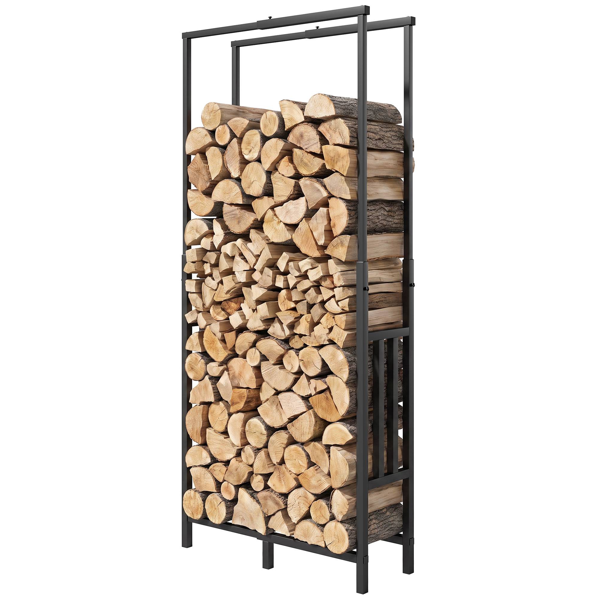 Râtelier à bûches extérieur acier robuste, largeur‑hauteur réglable, charge 100 kg, 45,5‑75,5x25x98‑170 cm, noir - Image 2