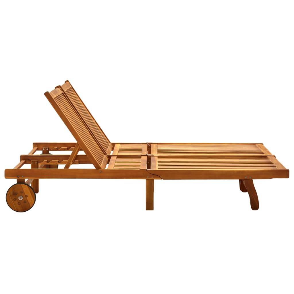 ComfortXL - Chaise longue double de jardin 2 places bois acacia transat roulettes beige - ComfortXL Outdoor Living - Image 2