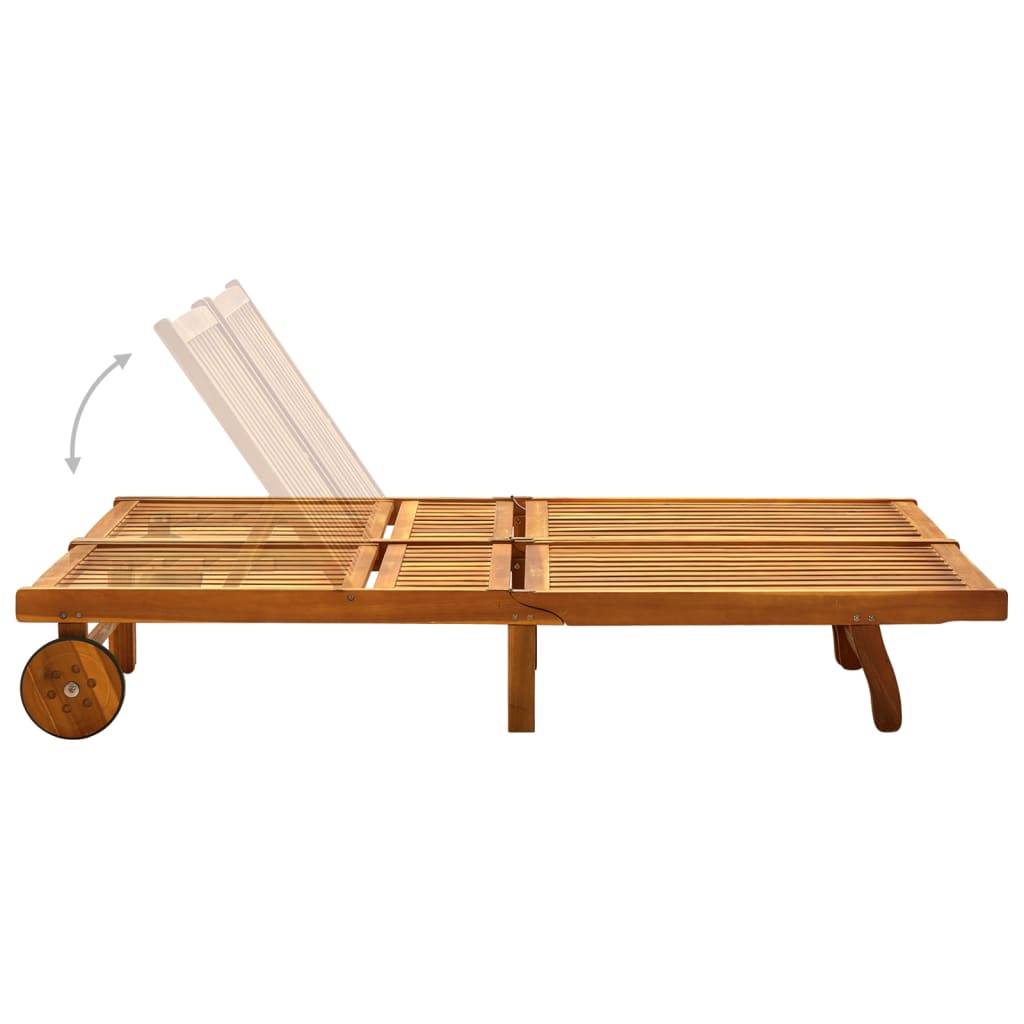 ComfortXL - Chaise longue double de jardin 2 places bois acacia transat roulettes beige - ComfortXL Outdoor Living - Image 3