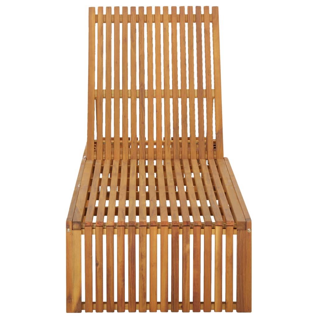 Helloshop26 - Transat chaise longue bain de soleil lit de jardin terrasse meuble d'extérieur 200 cm avec coussin bois d'acacia solide - Image 3