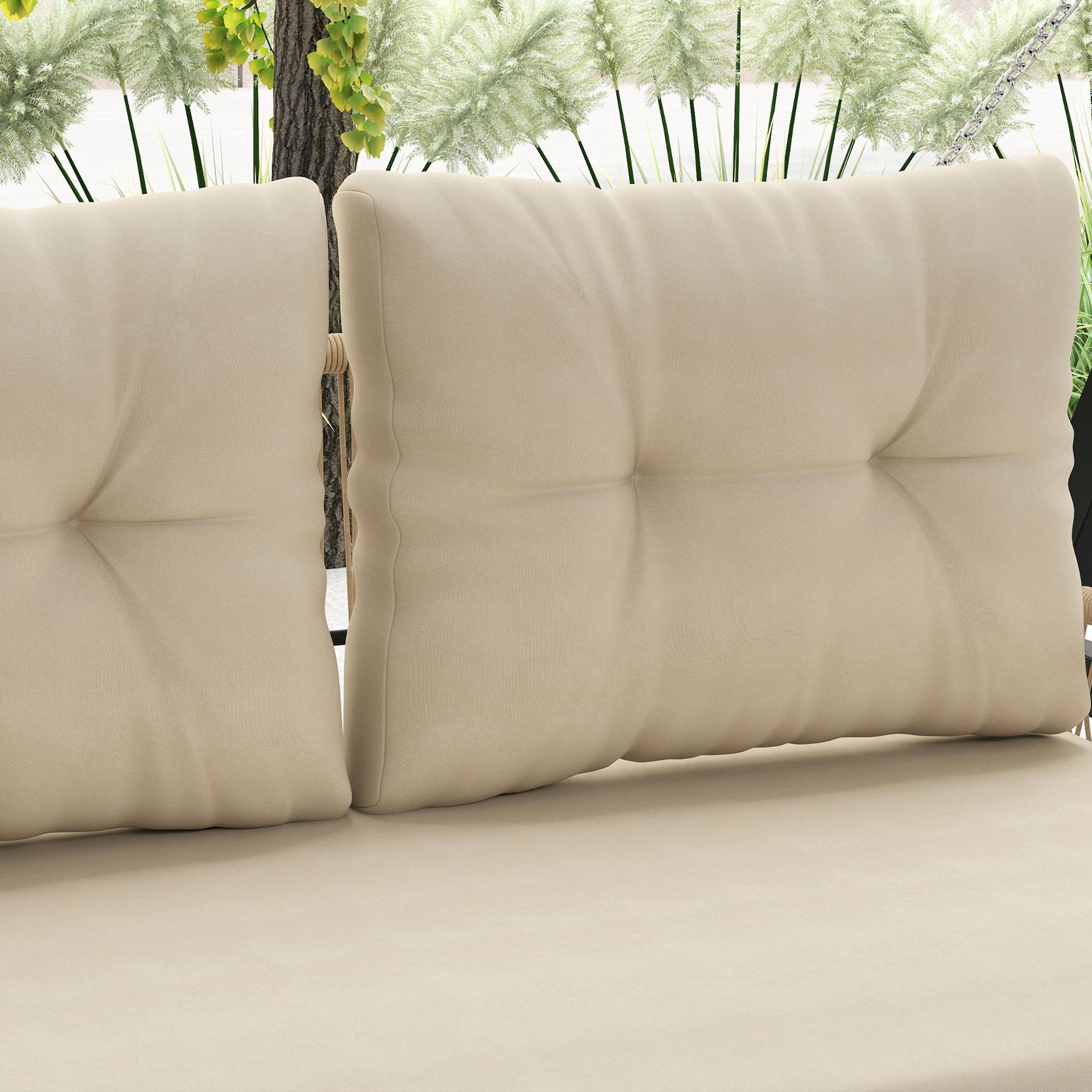 ComfortXL - Balancelle de jardin 2 places acier résine tressée beige 115 x 66 x 44 cm avec coussins pour terrasse et balcon - Image 8