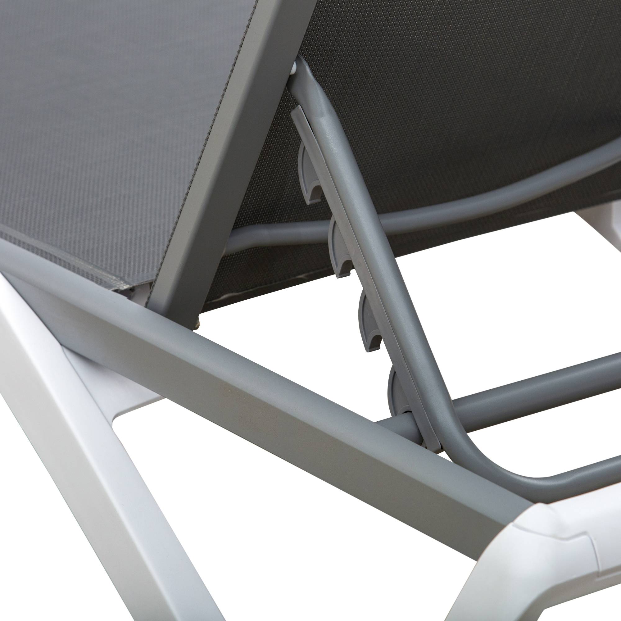 Transat avec dossier inclinable et roulettes arrière, 195 x 67,5 x 33 cm, gris et blanc - Image 10