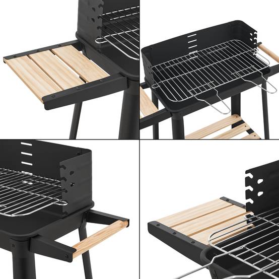 Casa.Pro - Chariot de barbecue au charbon de bois Ari 78 x 86 x 30 cm noir naturel casa.pro - Image 8
