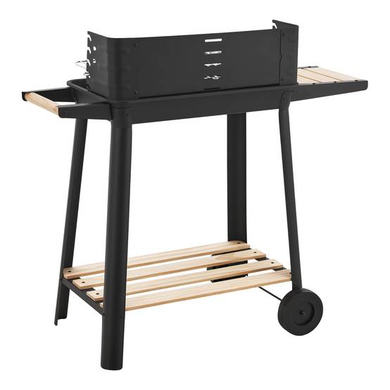 Casa.Pro - Chariot de barbecue au charbon de bois Ari 78 x 86 x 30 cm noir naturel casa.pro - Image 7