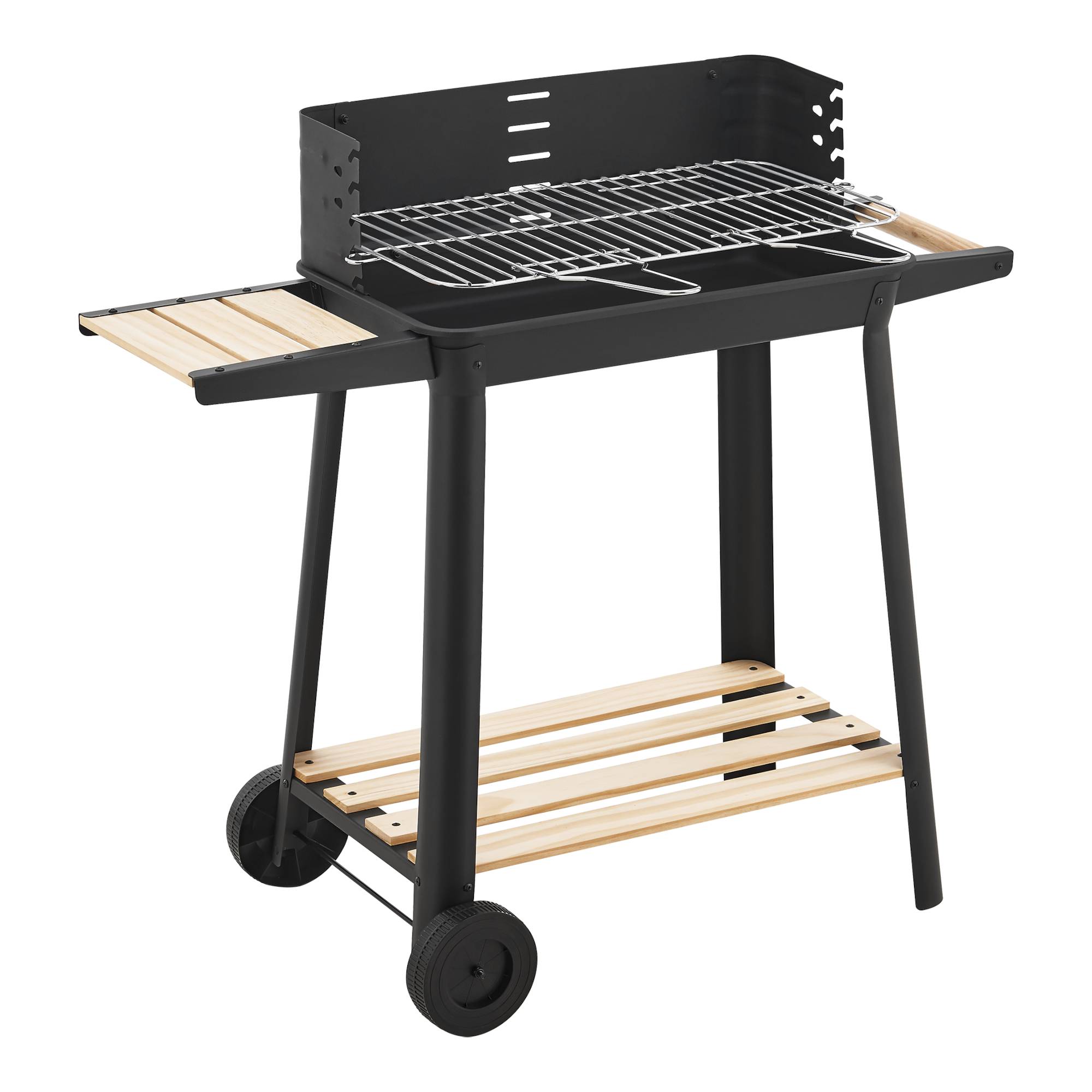 Casa.Pro - Chariot de barbecue au charbon de bois Ari 78 x 86 x 30 cm noir naturel casa.pro - Image 5
