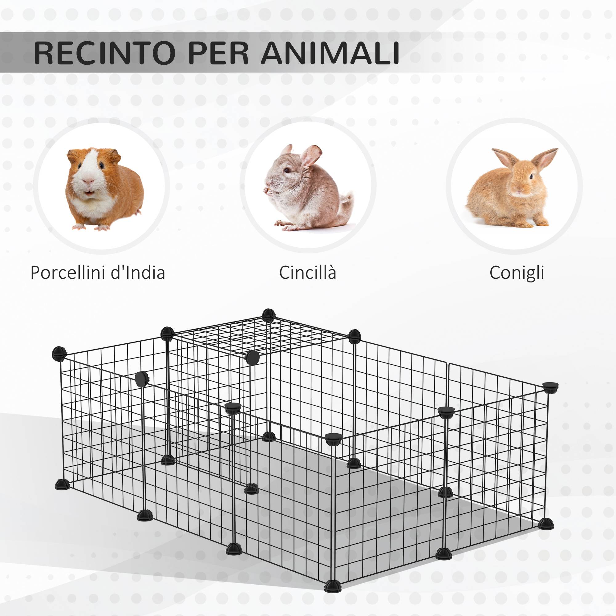 Enclos lapin cochon d'inde modulable accessoires, 105x70x35cm, noir - Image 6