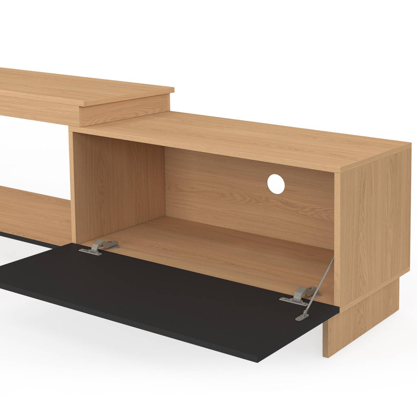 IDMARKET - Meuble TV extensible 140-240 cm VLAD 2 portes bois et noir - Image 7