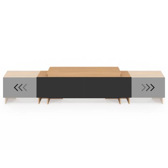 IDMARKET - Meuble TV extensible 140-240 cm VLAD 2 portes bois et noir - Image 5