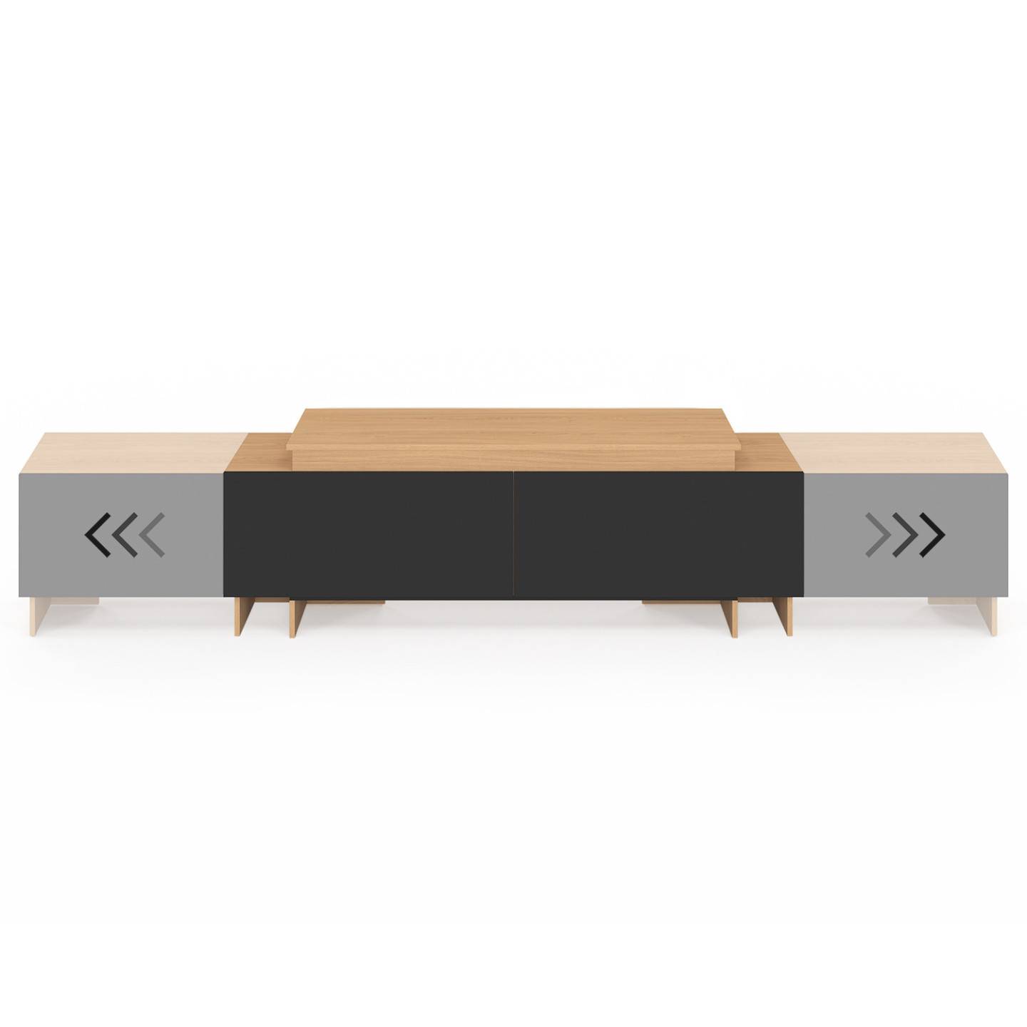 IDMARKET - Meuble TV extensible 140-240 cm VLAD 2 portes bois et noir - Image 5