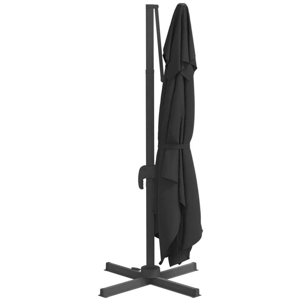 Helloshop26 - Parasol meuble de jardin déporté avec mât en aluminium 300 x 300 cm noir - Image 5