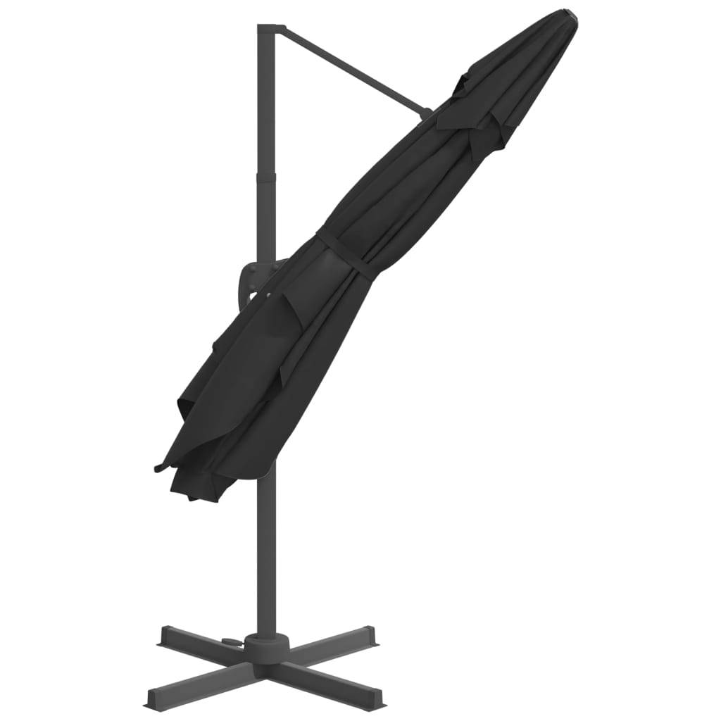 Helloshop26 - Parasol meuble de jardin déporté avec mât en aluminium 300 x 300 cm noir - Image 4
