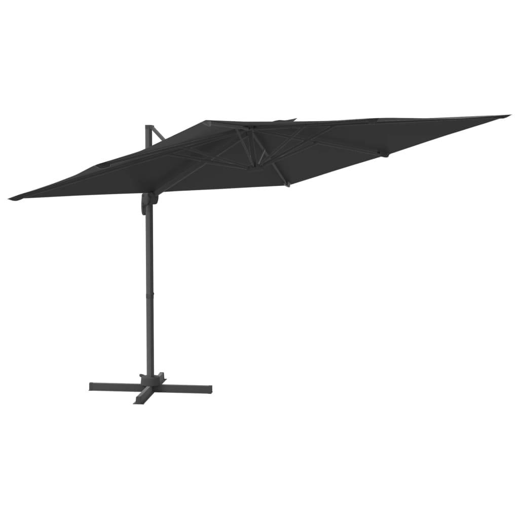 Helloshop26 - Parasol meuble de jardin déporté avec mât en aluminium 300 x 300 cm noir - Image 1