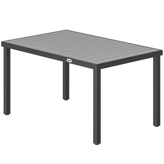 Sans Marque - Table de jardin pour 4 à 6 personnes, table à manger extérieure avec plateau à lattes, 140 x 90 x 74 cm, gris - Image 2