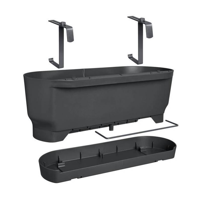 Elho - Elho - Pot De Fleurs  -  Greenville Easy Balcony 52 - Living Noir - Balcon - L 21.2 X W 52 X H 19.4 Cm - Image 1