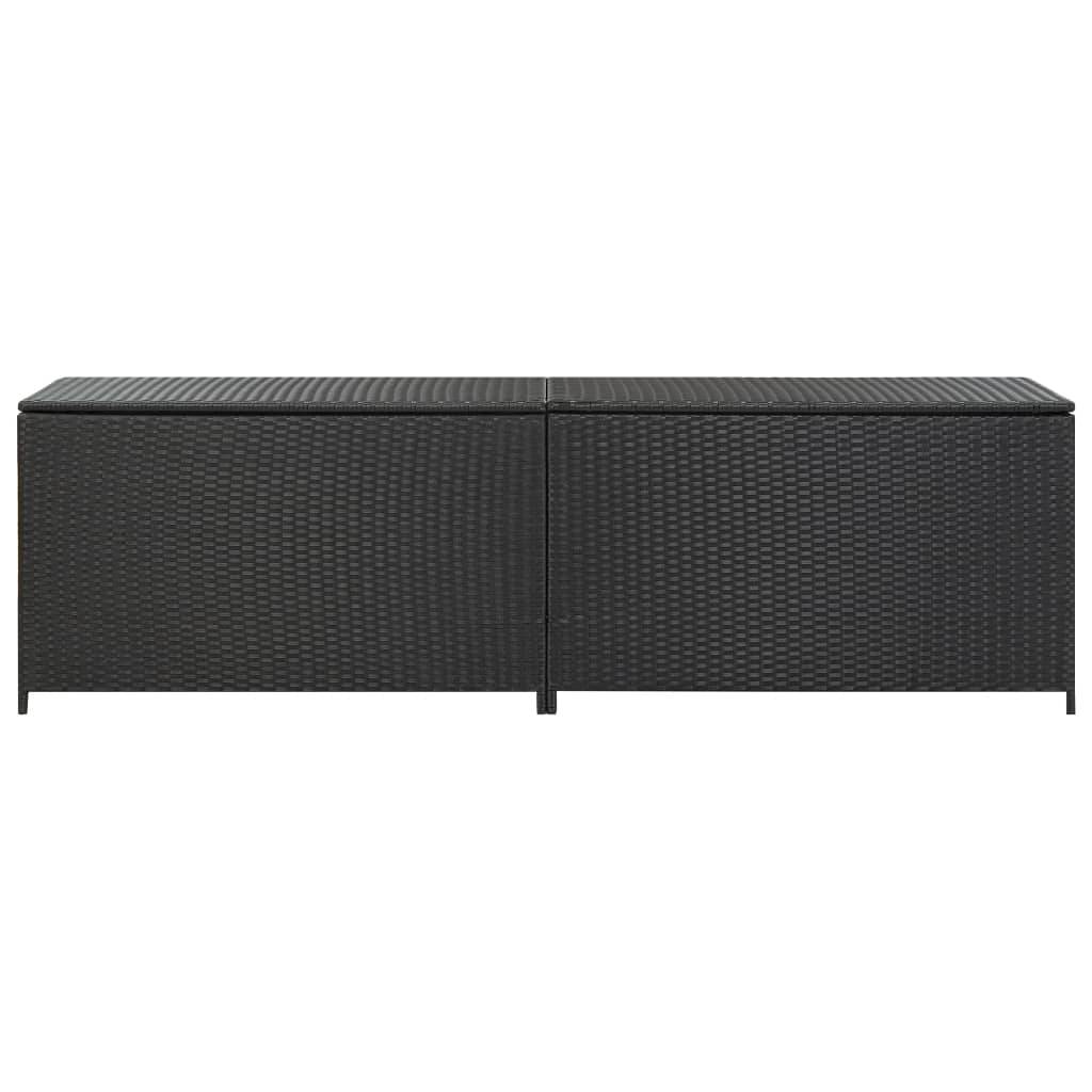 Coffre boîte meuble de jardin rangement résine tressée 200 x 50 x 60 cm noir - Image 2