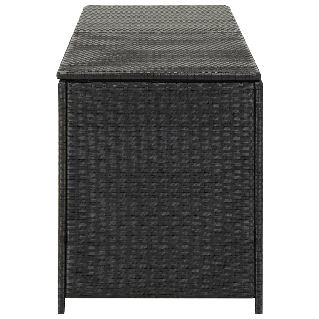 Coffre boîte meuble de jardin rangement résine tressée 200 x 50 x 60 cm noir - Image 3