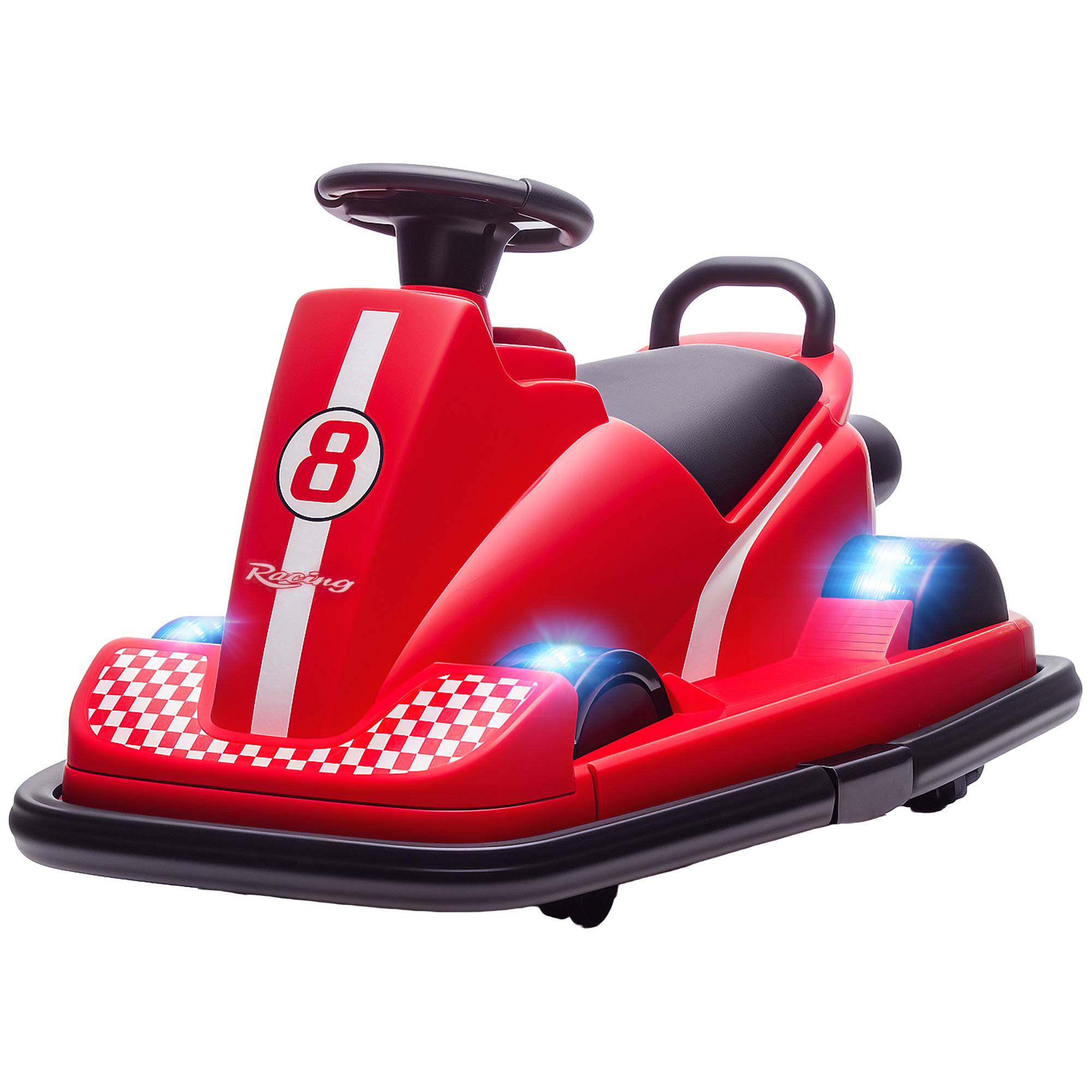 Sans Marque - Autos tamponneuses enfants rotation 360° volant lumières LED musique 3-8 ans rouge - Image 2