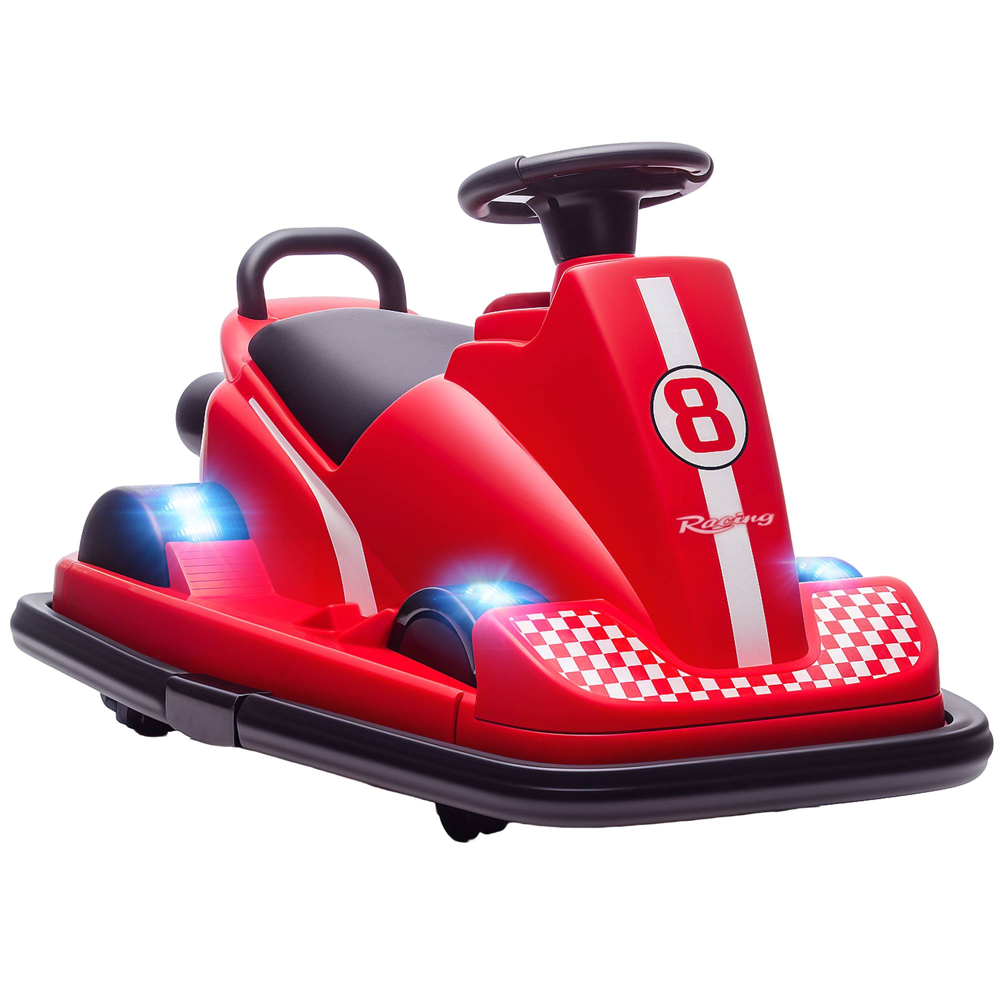 Sans Marque - Autos tamponneuses enfants rotation 360° volant lumières LED musique 3-8 ans rouge - Image 1