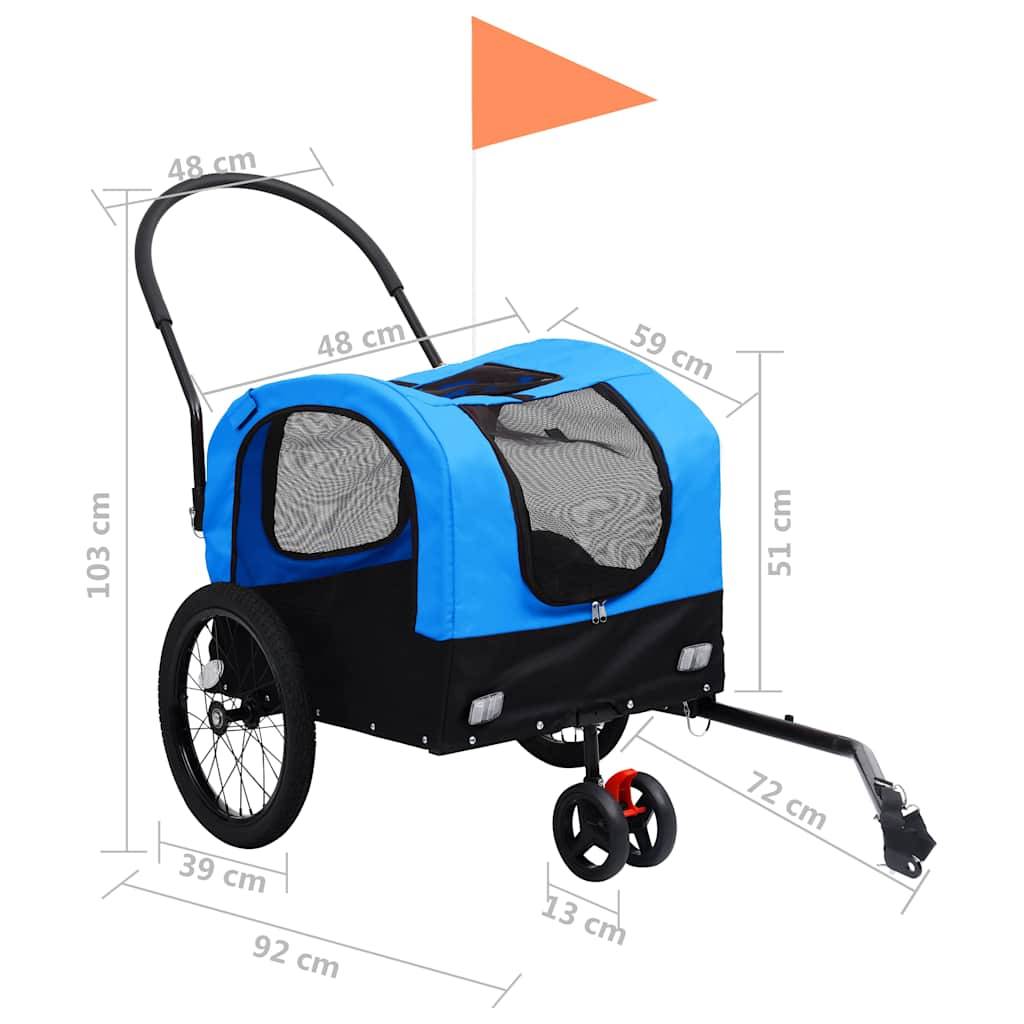 Vidaxl - Remorque de vélo pour chiens et poussette 2-en-1 bleu et noir vidaXL 92438 - Image 3
