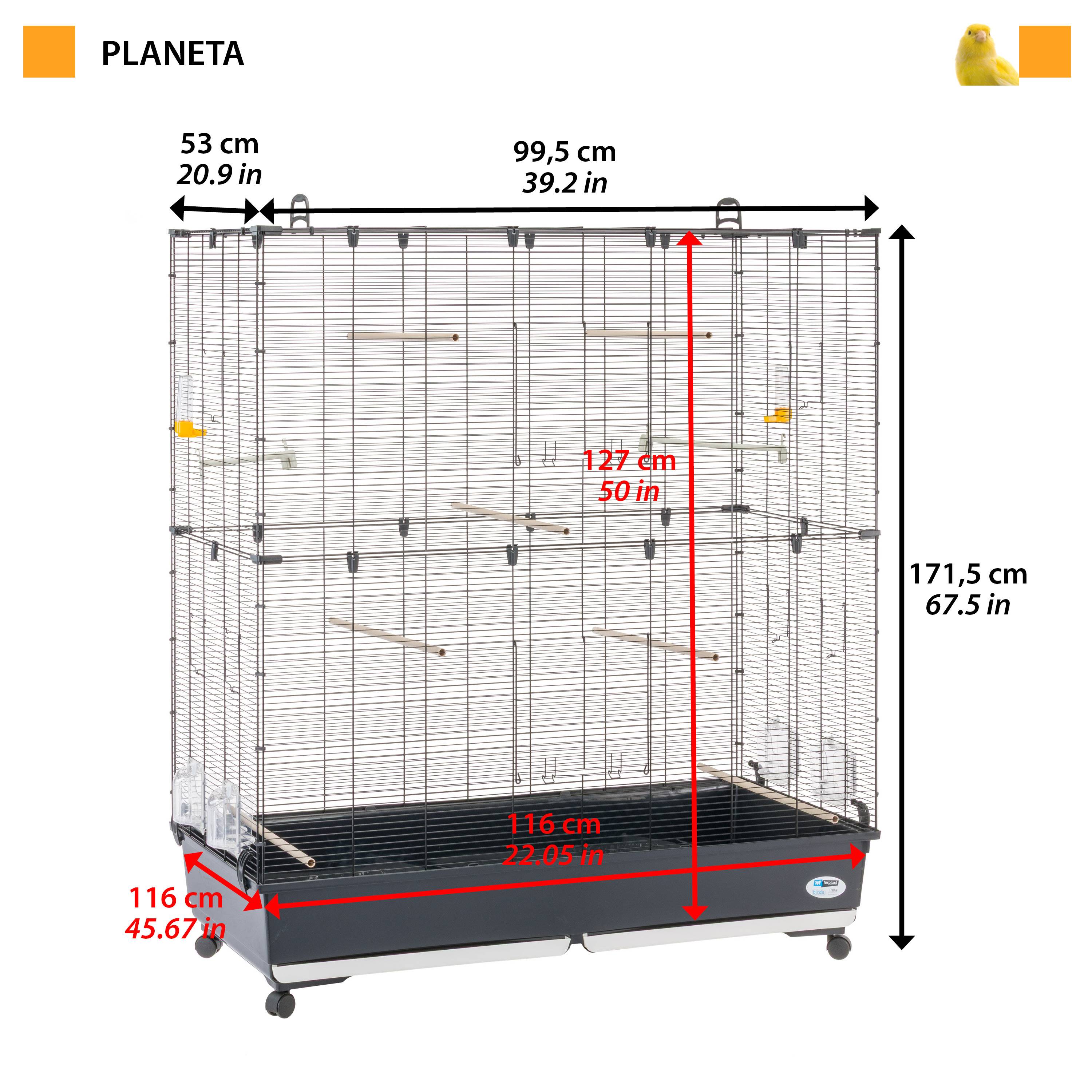 Ferplast - Ferplast Volière Cage à Oiseaux PLANETA LARGE Grande Cage pour Canaris, Pinsons, Perruches Ondulées, Inséparables, Métal, Accessoires inclus - Image 2