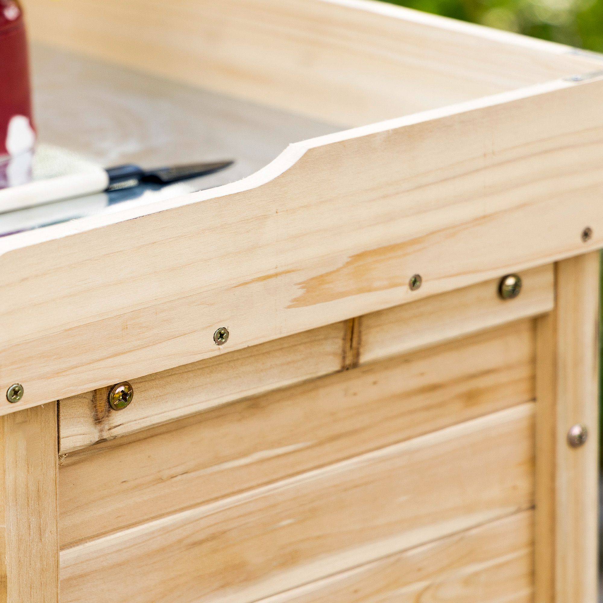 Armoire de Jardin Bois Table de Rempotage Plateau Zingué Rangement Extérieur 83x40x92cm Naturel - ComfortXL Outdoor Living - Image 6