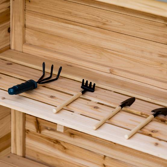 Armoire de Jardin Bois Table de Rempotage Plateau Zingué Rangement Extérieur 83x40x92cm Naturel - ComfortXL Outdoor Living - Image 7