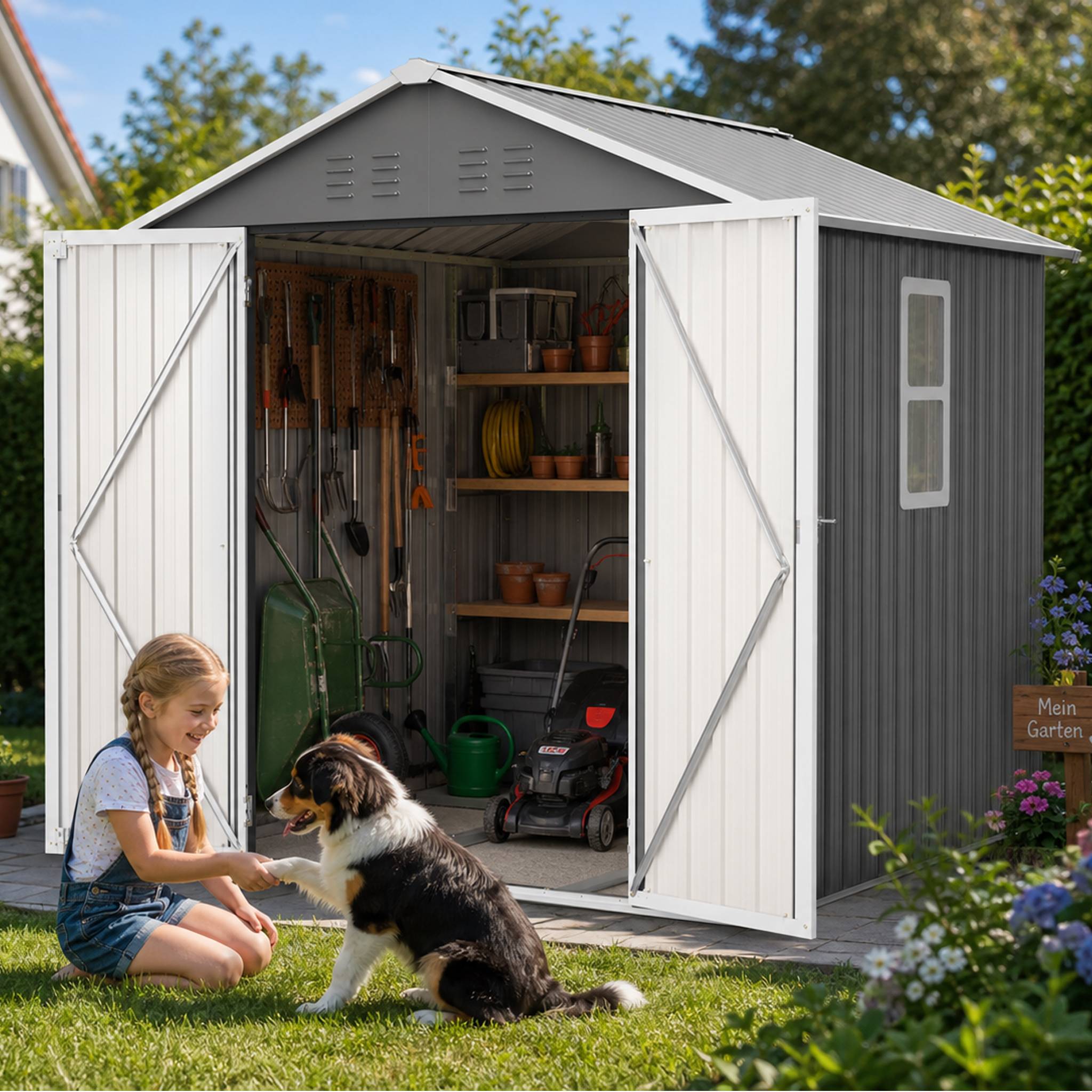 ComfortXL - Abri de jardin métal 185 x 182 x 191 cm avec fenêtre ventilation et serrure - ComfortXL Outdoor Living - Image 8