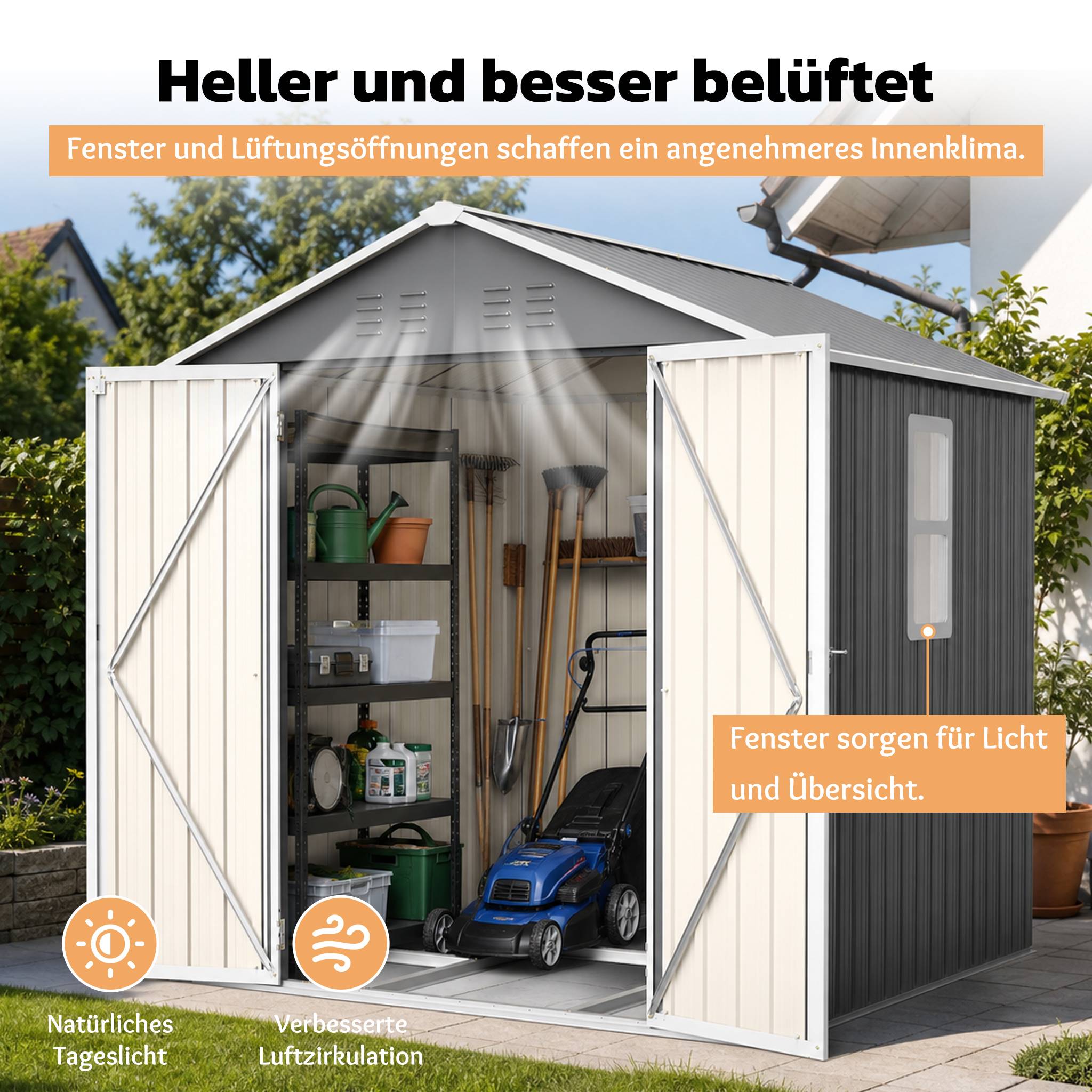 ComfortXL - Abri de jardin métal 185 x 182 x 191 cm avec fenêtre ventilation et serrure - ComfortXL Outdoor Living - Image 5