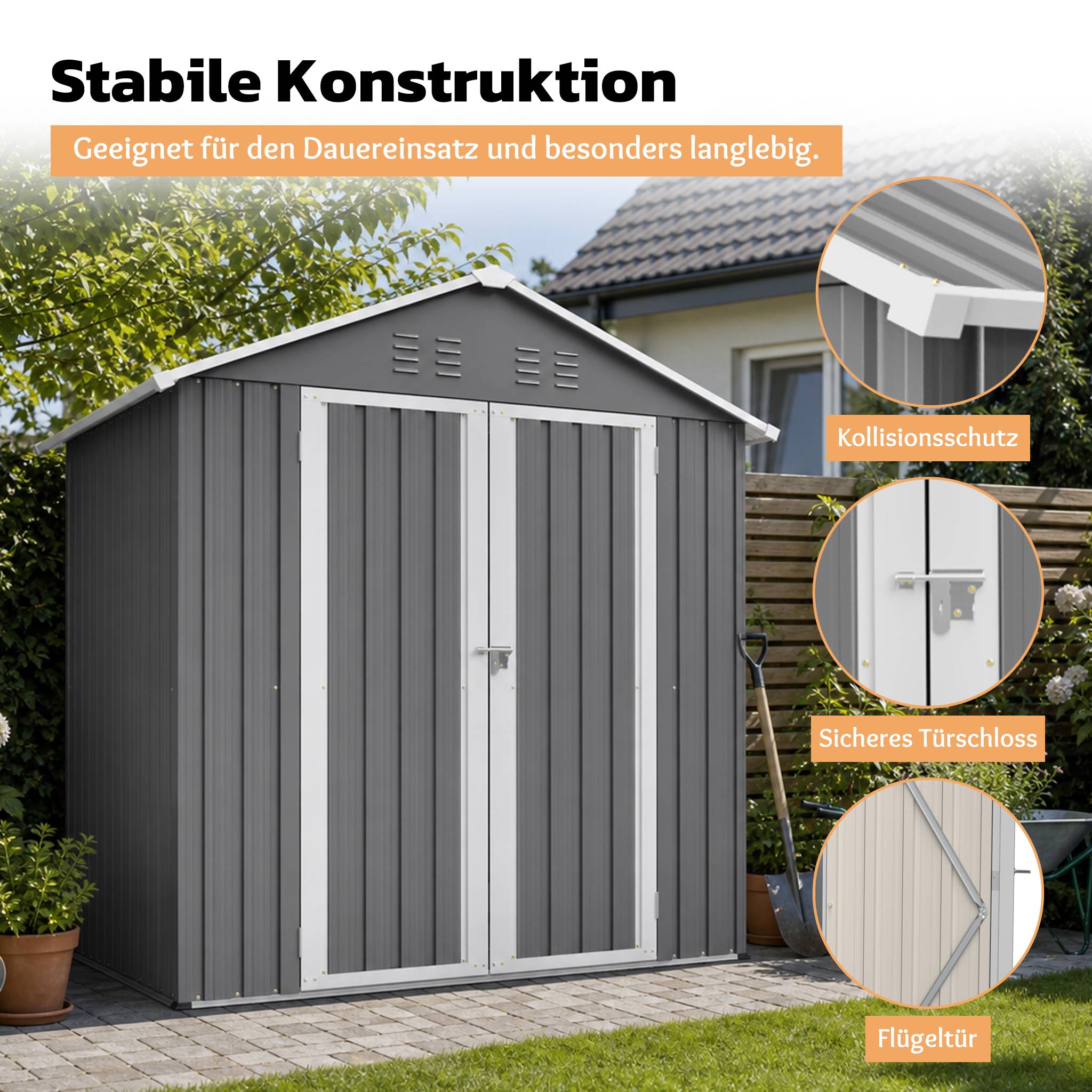 ComfortXL - Abri de jardin métal 185 x 182 x 191 cm avec fenêtre ventilation et serrure - ComfortXL Outdoor Living - Image 4