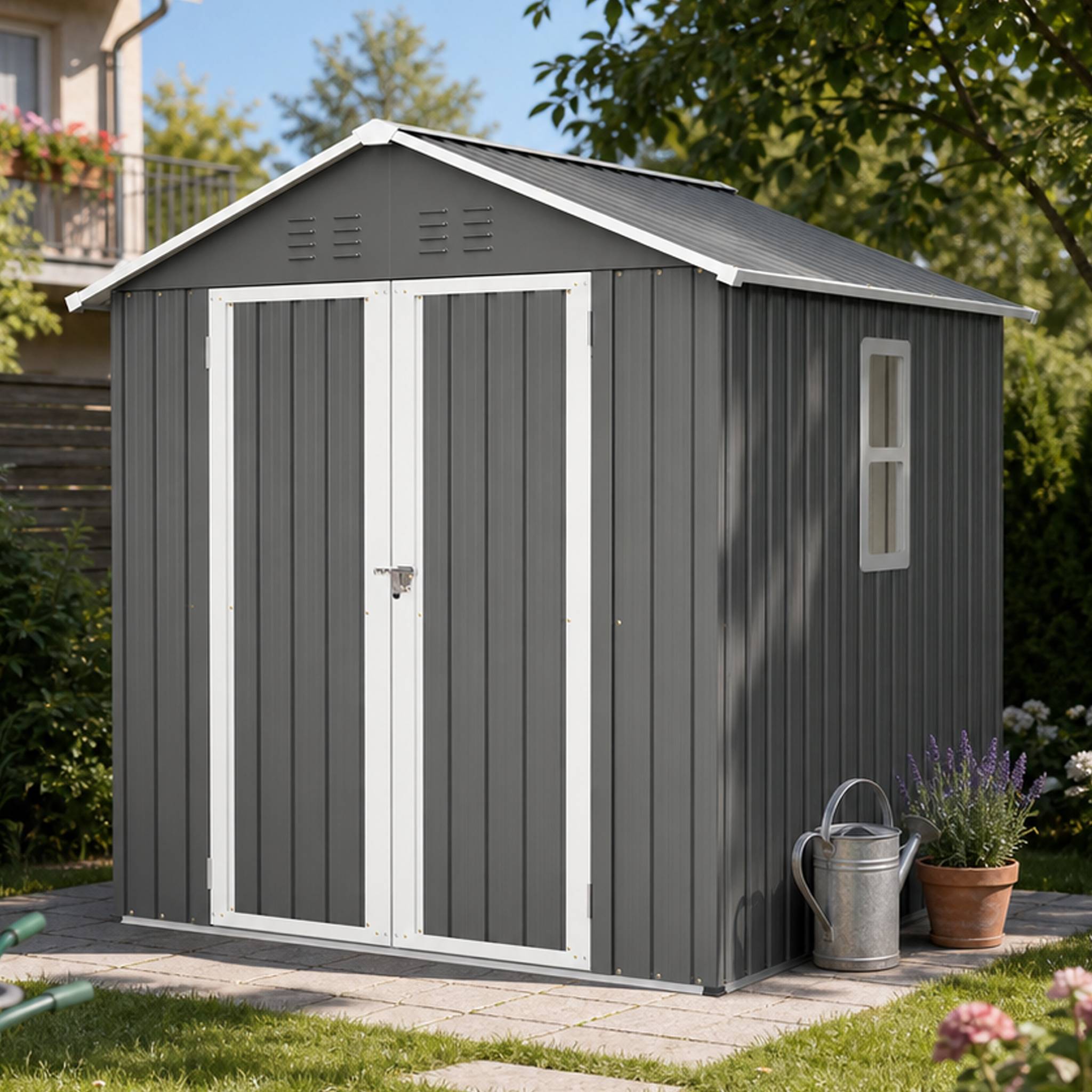 ComfortXL - Abri de jardin métal 185 x 182 x 191 cm avec fenêtre ventilation et serrure - ComfortXL Outdoor Living - Image 1