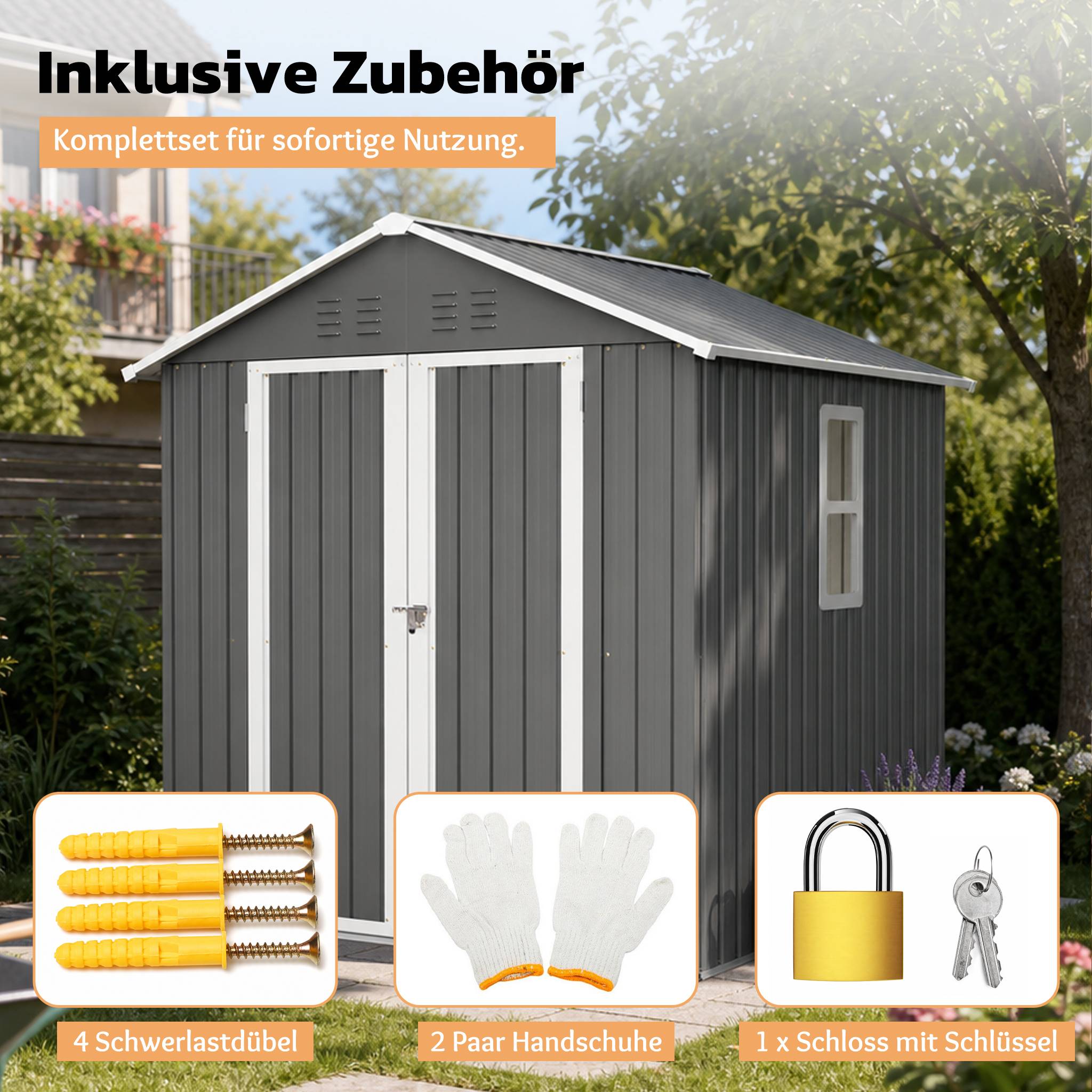 ComfortXL - Abri de jardin métal 185 x 182 x 191 cm avec fenêtre ventilation et serrure - ComfortXL Outdoor Living - Image 7