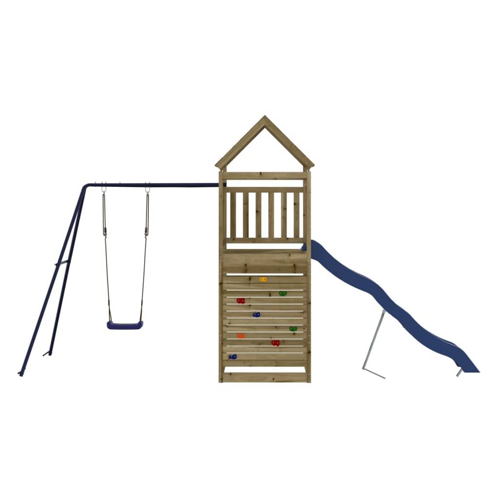 Helloshop26 - Aire de jeux d'extérieur balançoires toboggan portiques robuste jeux jardin 454 x 199 x 249 cm bois de pin imprégné - Image 2