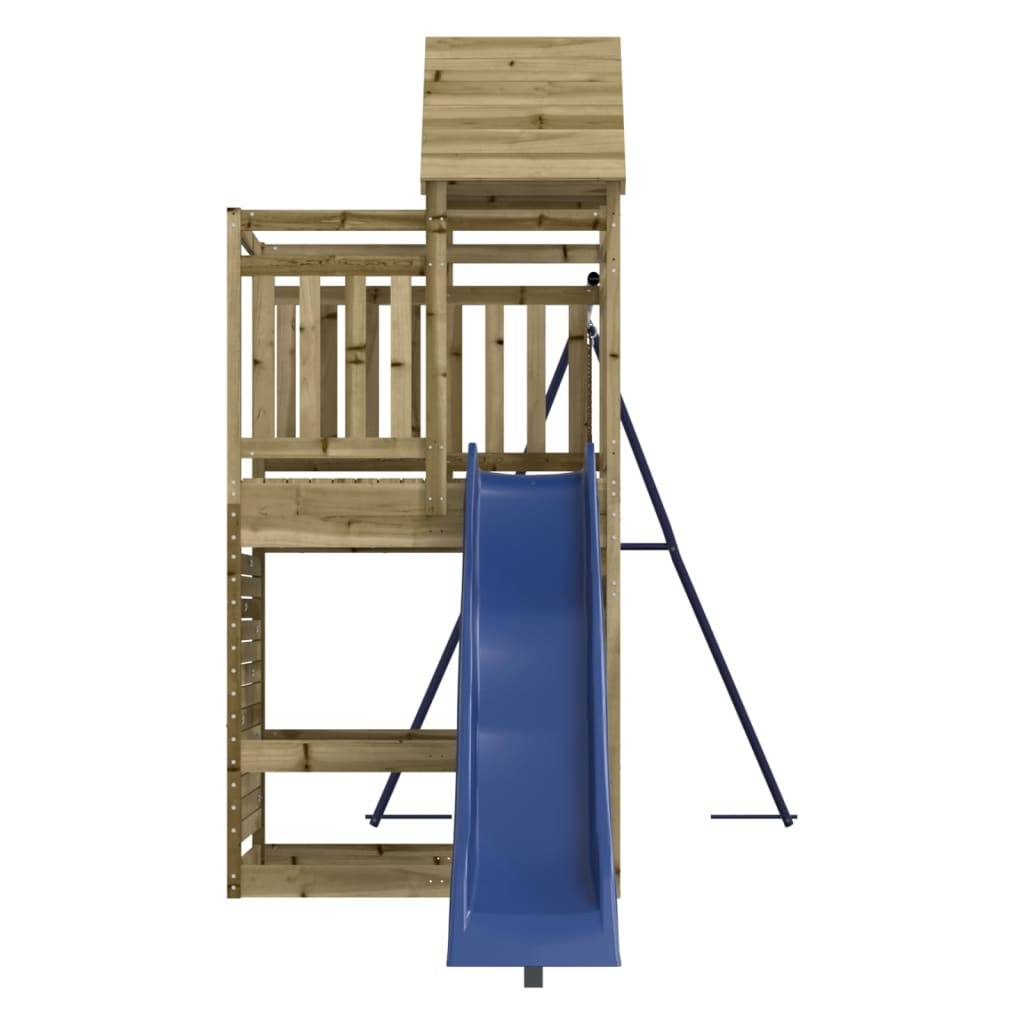 Helloshop26 - Aire de jeux d'extérieur balançoires toboggan portiques robuste jeux jardin 454 x 199 x 249 cm bois de pin imprégné - Image 4