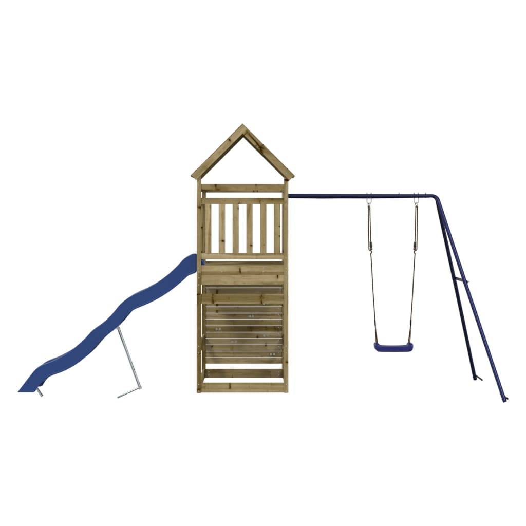 Helloshop26 - Aire de jeux d'extérieur balançoires toboggan portiques robuste jeux jardin 454 x 199 x 249 cm bois de pin imprégné - Image 5