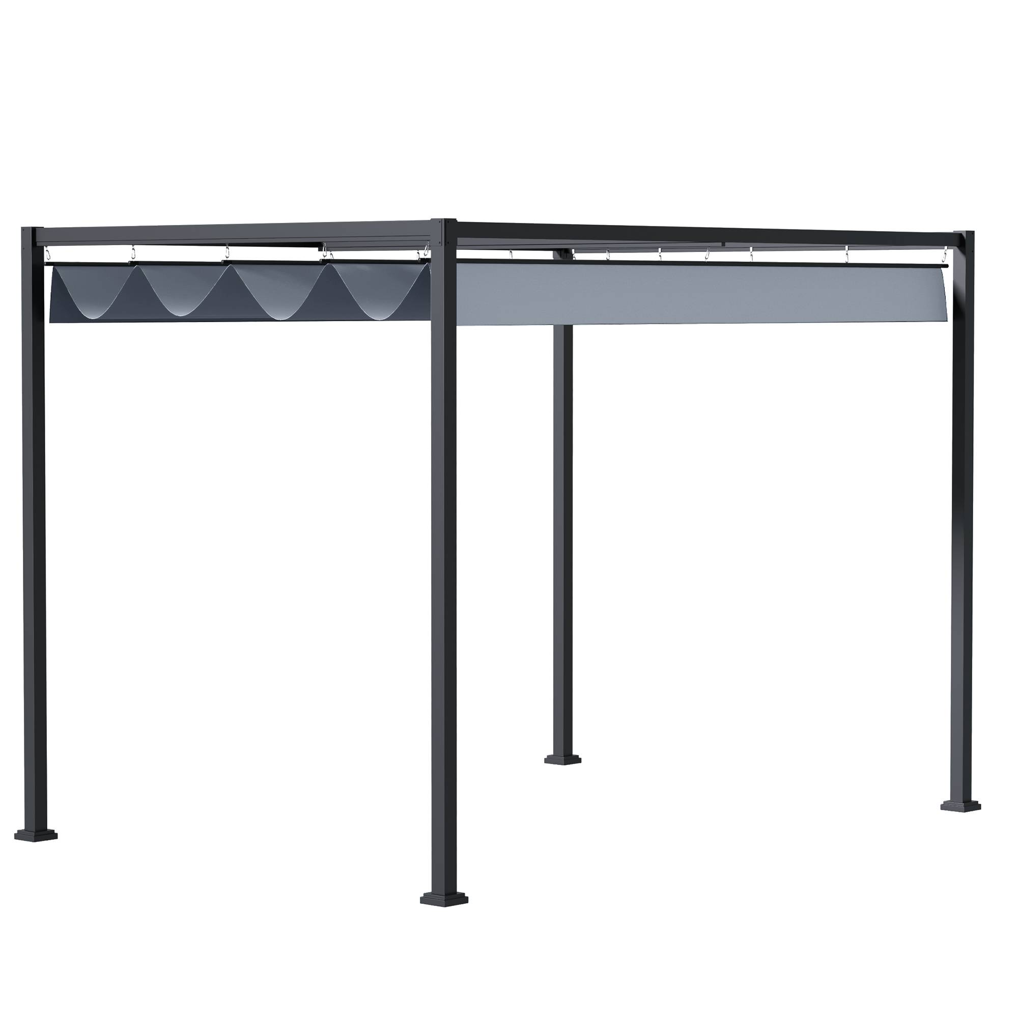 Outsunny - Pergola coulissante rétractable 4x3m structure métal époxy anticorrosion toile polyester 180g/m² gris foncé - Outsunny - Image 1