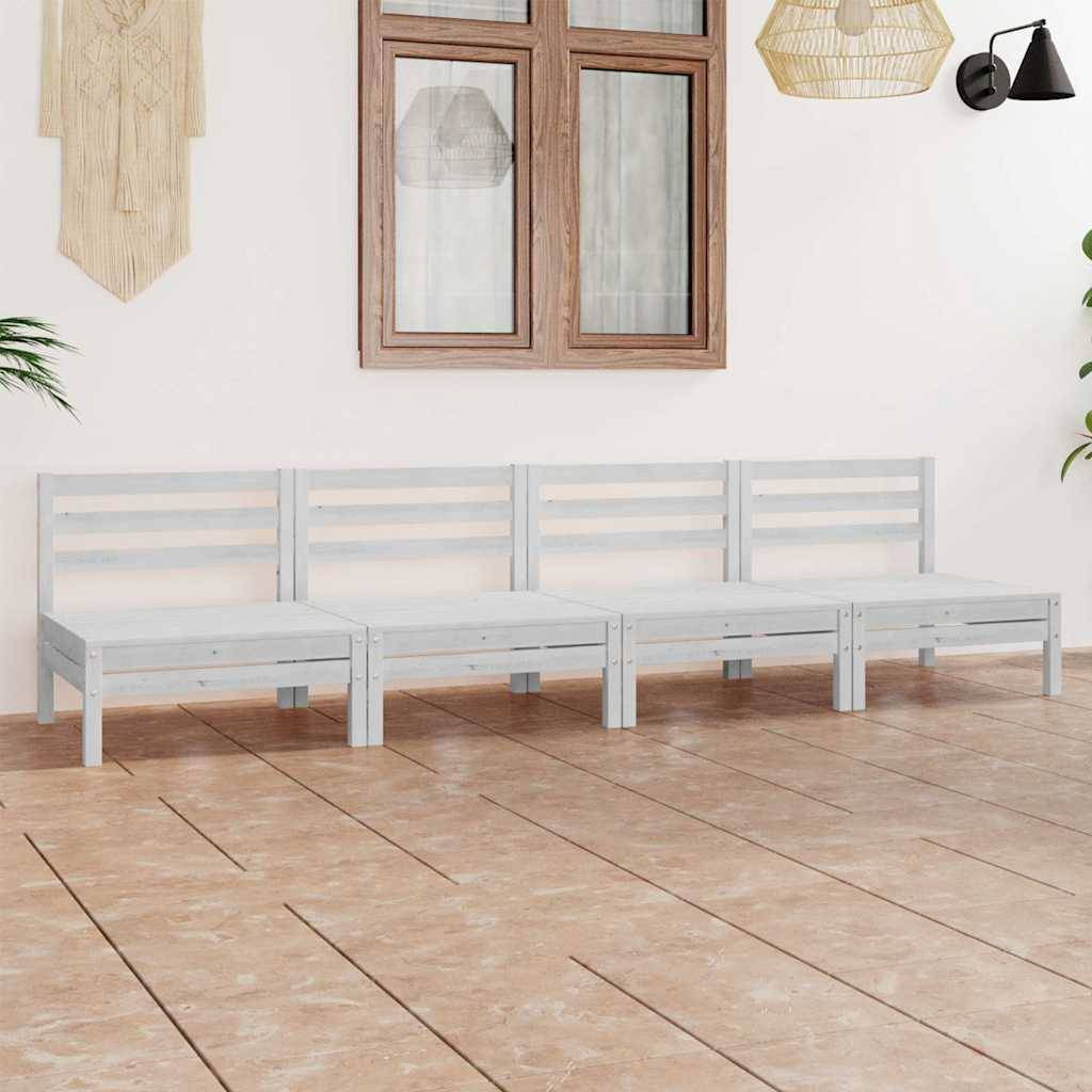 Vidaxl - Salon de jardin 4 pcs-Mobilier de jardin-Meuble de jardin Blanc Bois de pin massif 247359 - Image 1