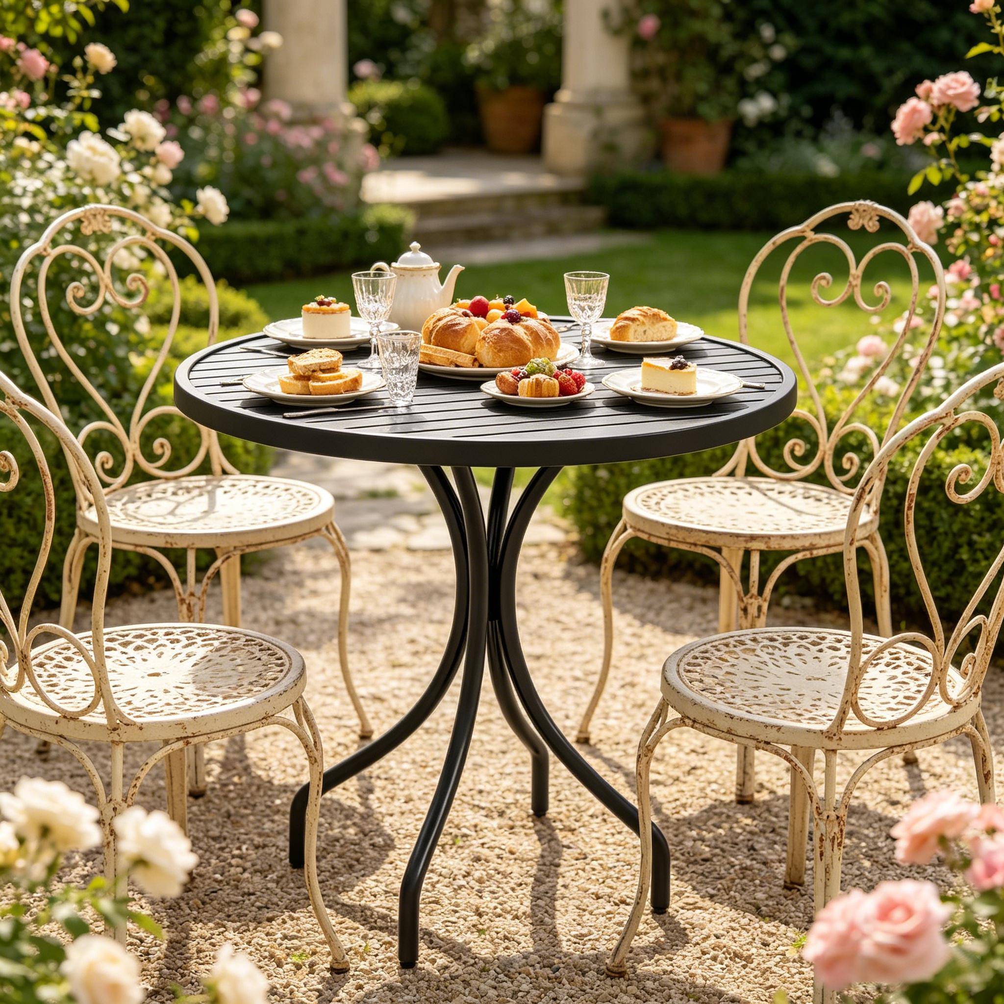 ComfortXL - Table de jardin ronde acier galvanisé noir Ø66 cm pour repas en extérieur sur balcon - ComfortXL Outdoor Living - Image 6