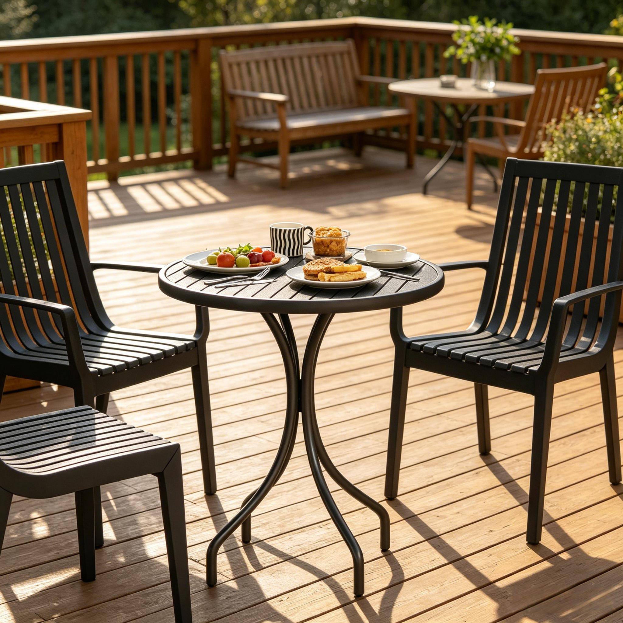 ComfortXL - Table de jardin ronde acier galvanisé noir Ø66 cm pour repas en extérieur sur balcon - ComfortXL Outdoor Living - Image 2