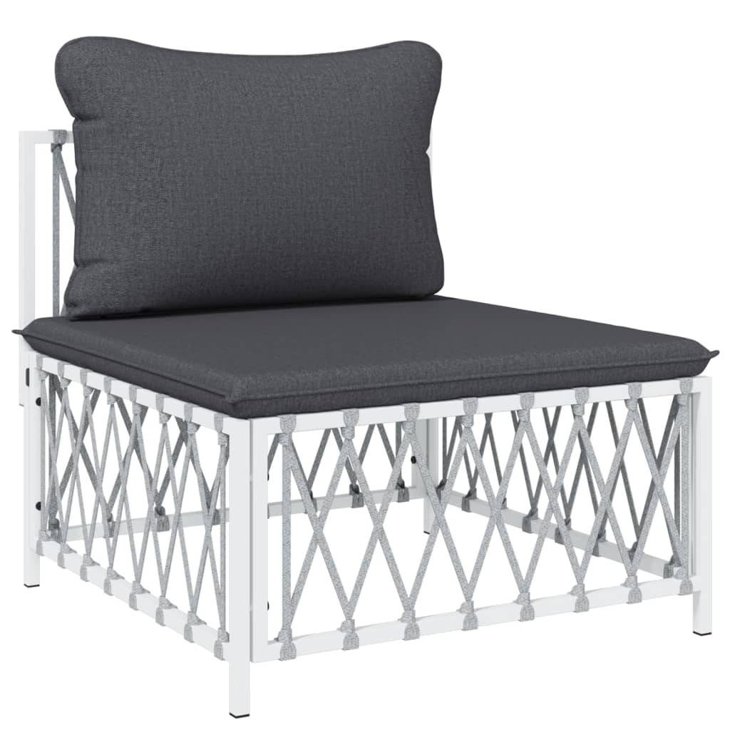 Helloshop26 - Salon de jardin meuble d'extérieur ensemble de mobilier 4 pièces avec coussins blanc acier - Image 3