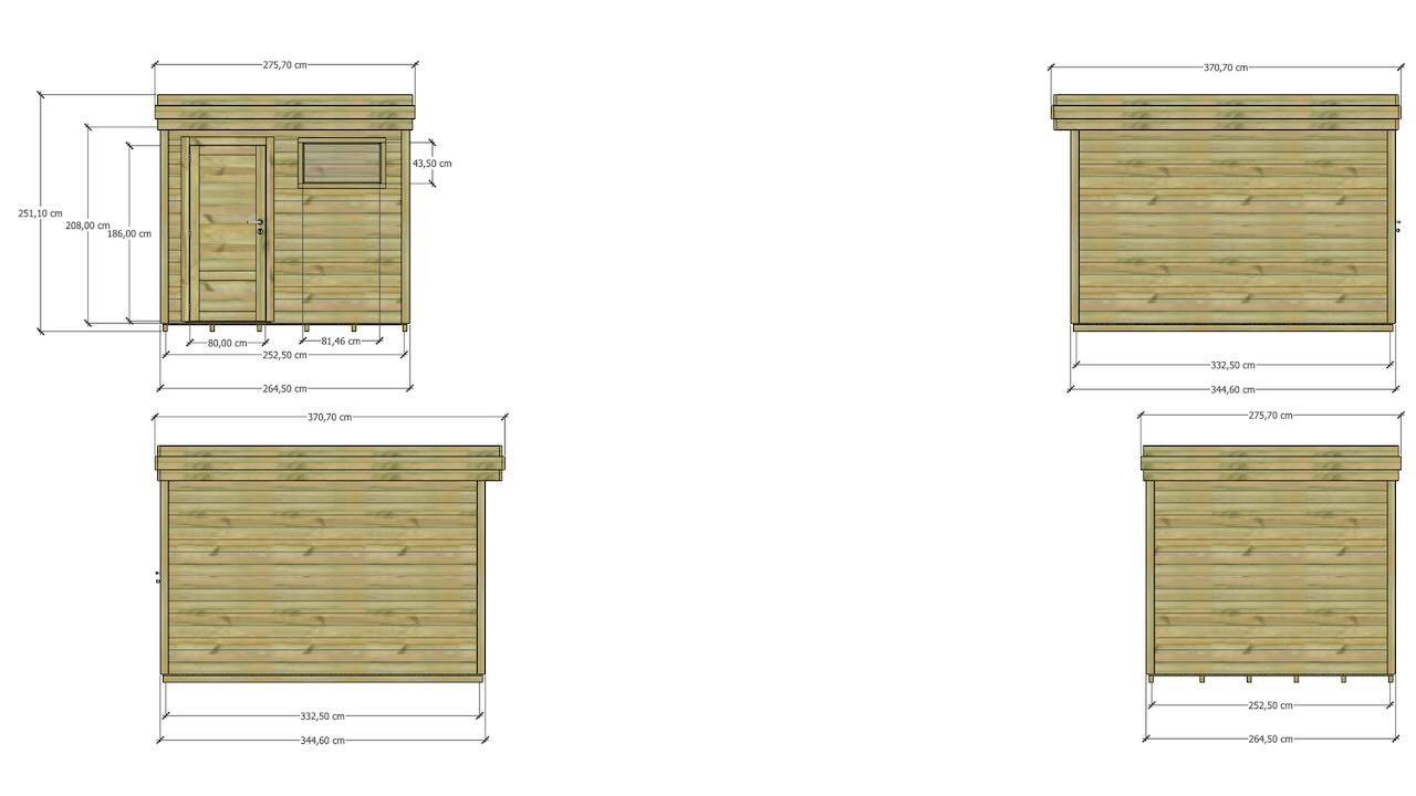 Abri Français - ABRI DE JARDIN bois autoclave 27mm - 2,64x3,44m / 9m2 - Bac acier - Plancher bois - Image 4