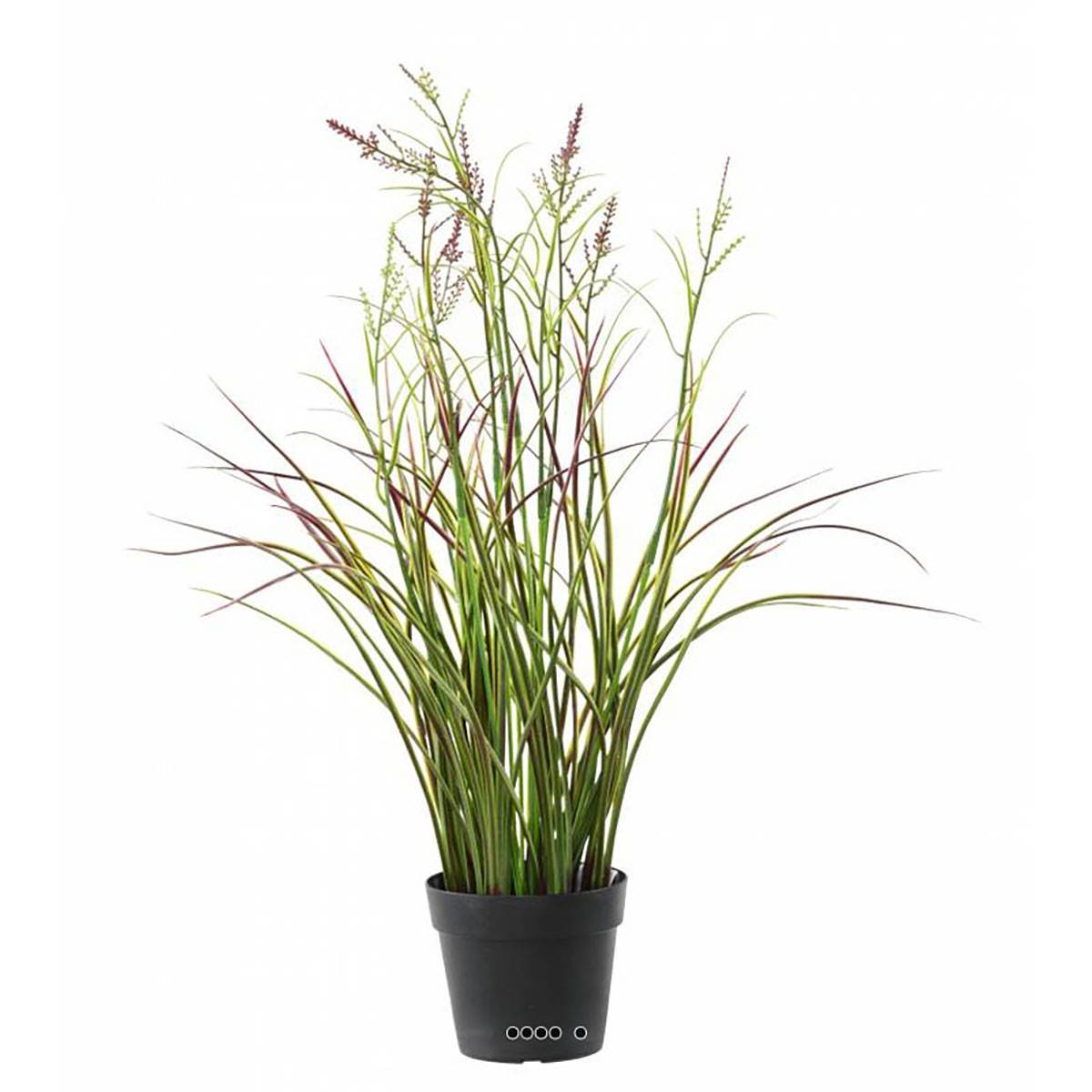 Artificielles - Graminée artificielle et ses fleurs en pot extérieur H 45 cm vert-rose - Image 2