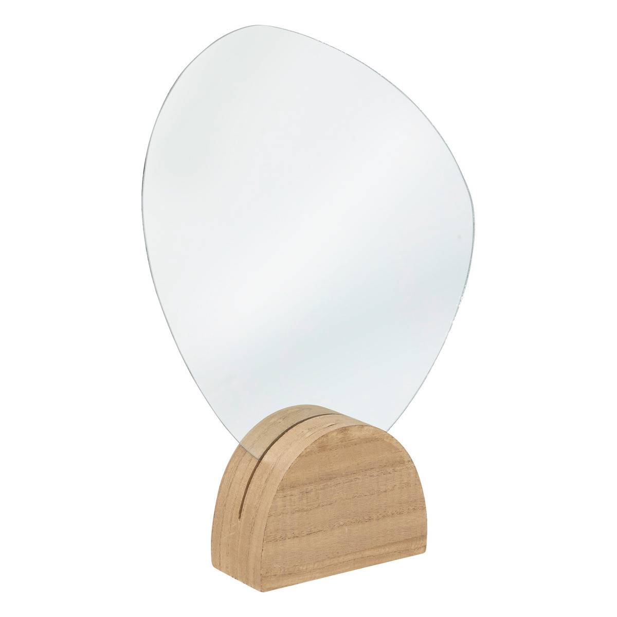 Miroir sur socle en bois et verre H 36 cm - Image 1