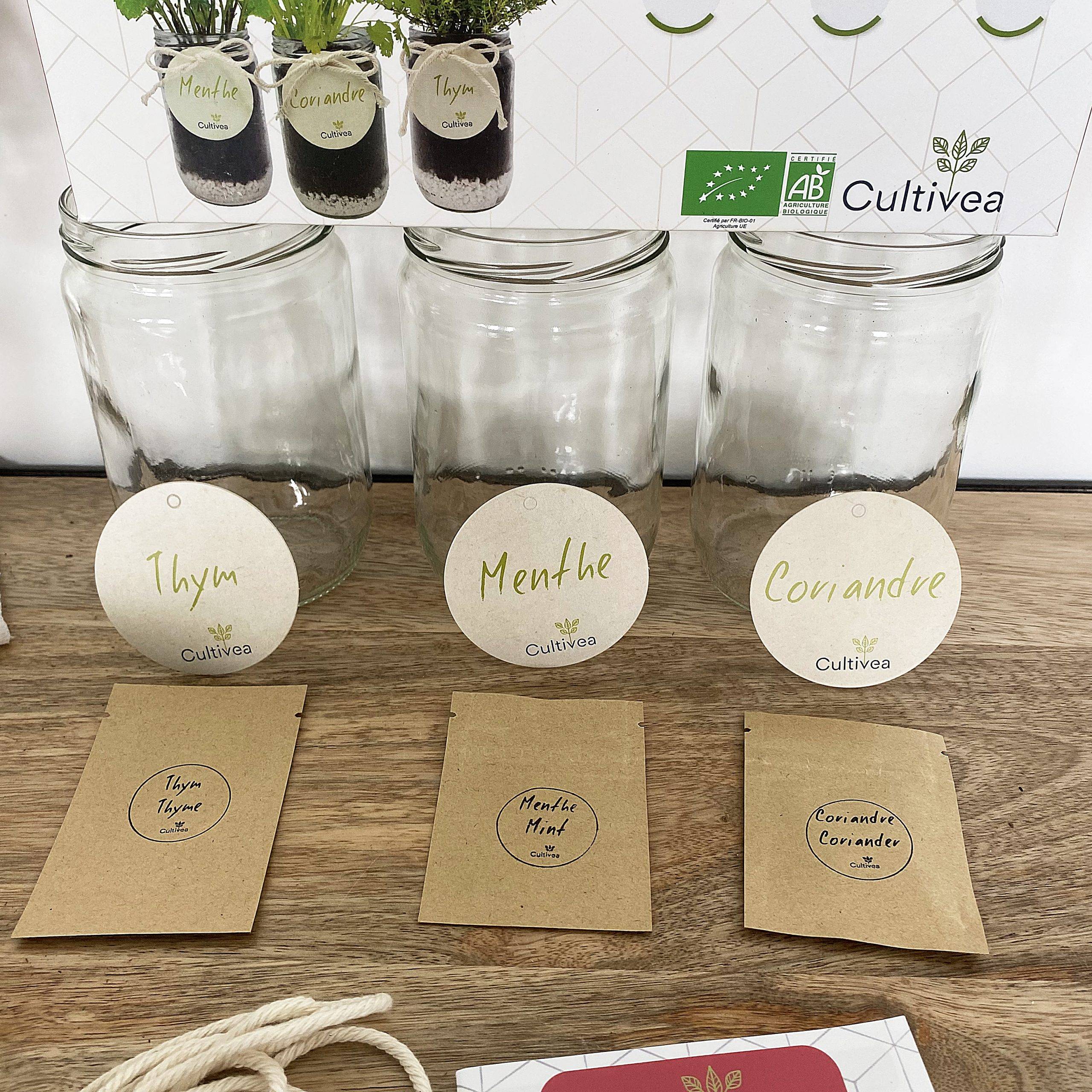 Kit Prêt à Pousser d’Herbes Aromatiques -  Jardin Potager d’intérieur (Menthe, Coriandre, Thym) - CULTIVEA® - Image 3