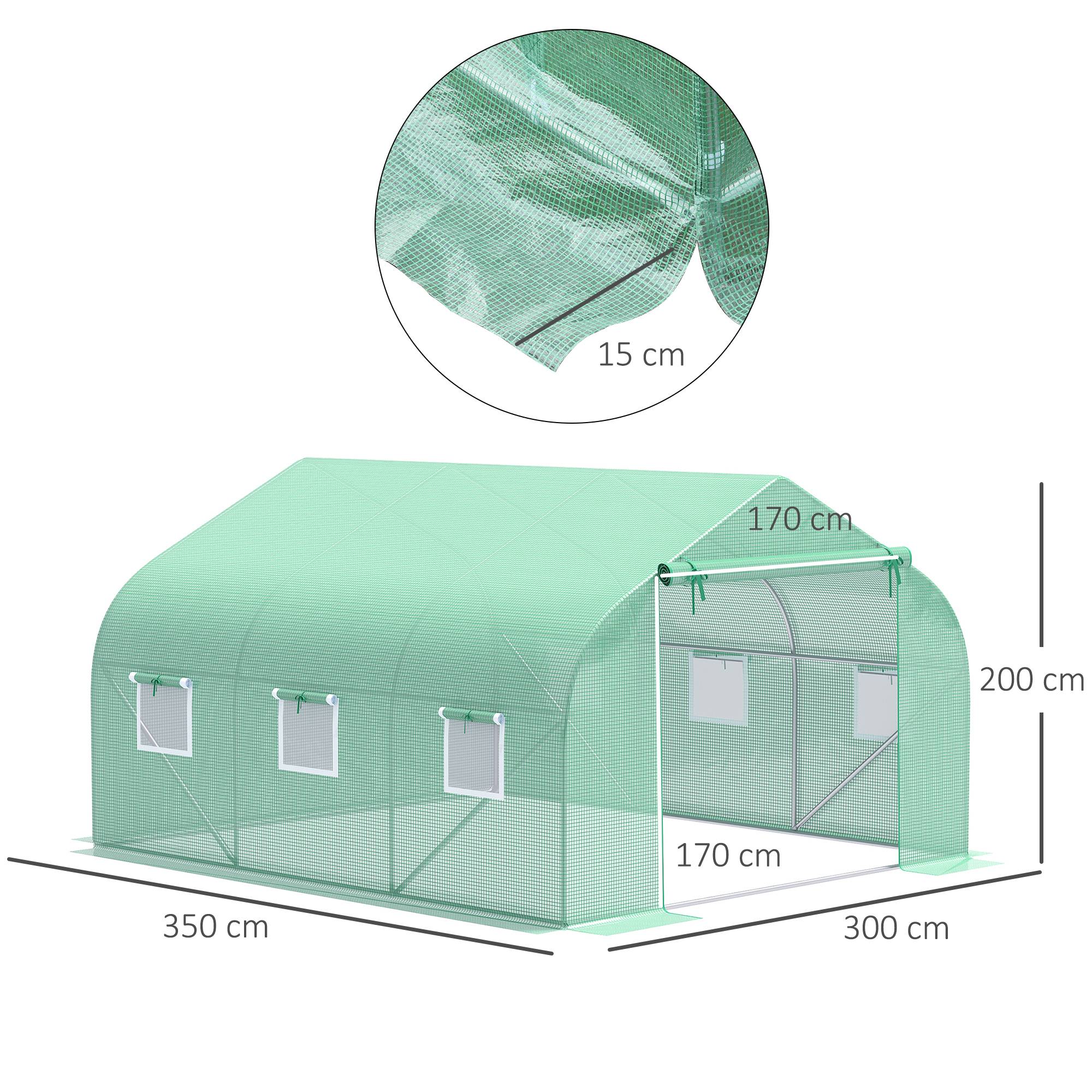 ComfortXL - Serre tunnel de jardin acier galvanisé PE vert 350 x 300 x 200 cm 10,5 m² protection cultures - ComfortXL Outdoor Living - Image 4