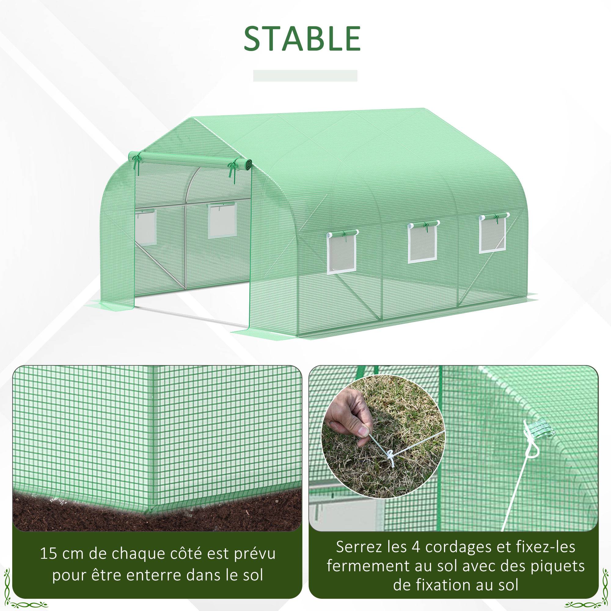 ComfortXL - Serre tunnel de jardin acier galvanisé PE vert 350 x 300 x 200 cm 10,5 m² protection cultures - ComfortXL Outdoor Living - Image 7