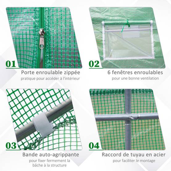 ComfortXL - Serre tunnel de jardin acier galvanisé PE vert 350 x 300 x 200 cm 10,5 m² protection cultures - ComfortXL Outdoor Living - Image 6