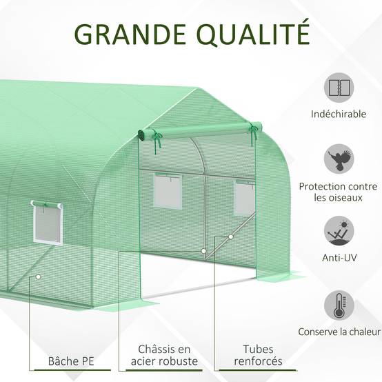 ComfortXL - Serre tunnel de jardin acier galvanisé PE vert 350 x 300 x 200 cm 10,5 m² protection cultures - ComfortXL Outdoor Living - Image 5