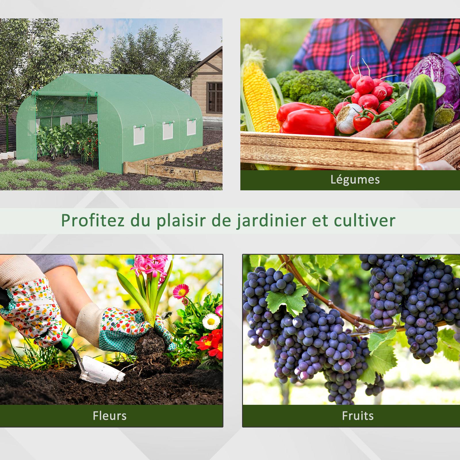 ComfortXL - Serre tunnel de jardin acier galvanisé PE vert 350 x 300 x 200 cm 10,5 m² protection cultures - ComfortXL Outdoor Living - Image 8