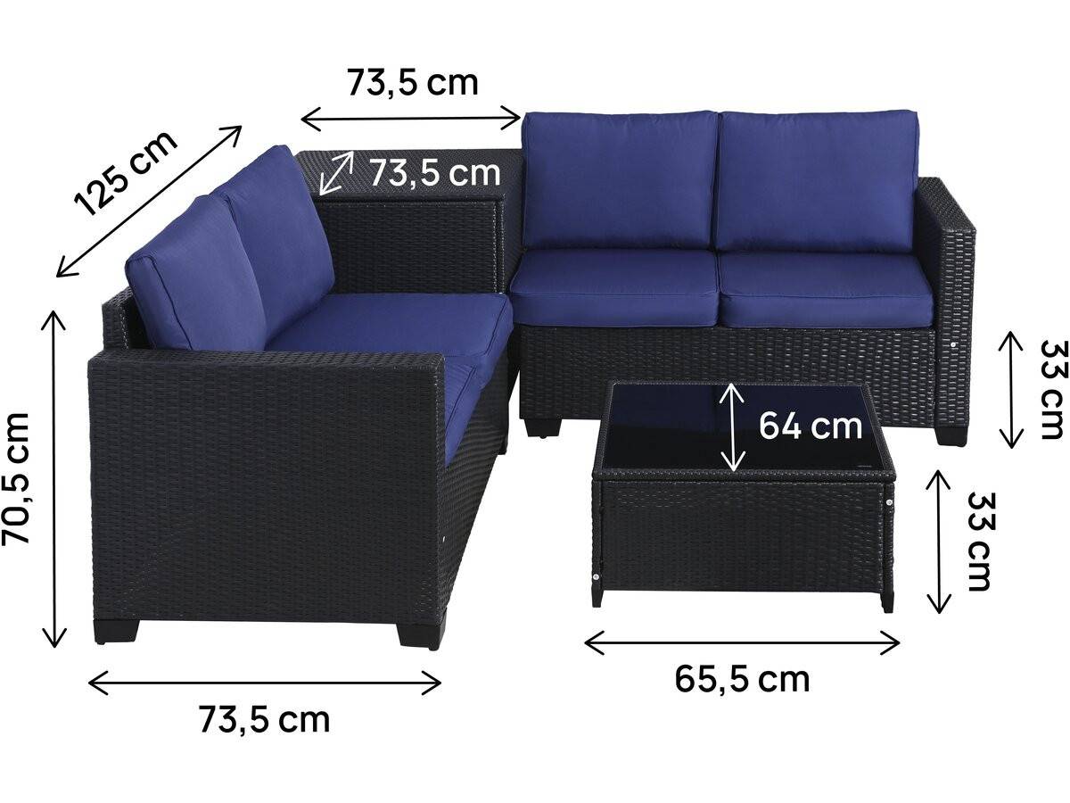 Habitat Et Jardin - Salon De Jardin En Résine Tressée Avec Coffre De Rangement "riley" - 4 Places - Bleu Foncé -habitat Et Jardin - Image 4