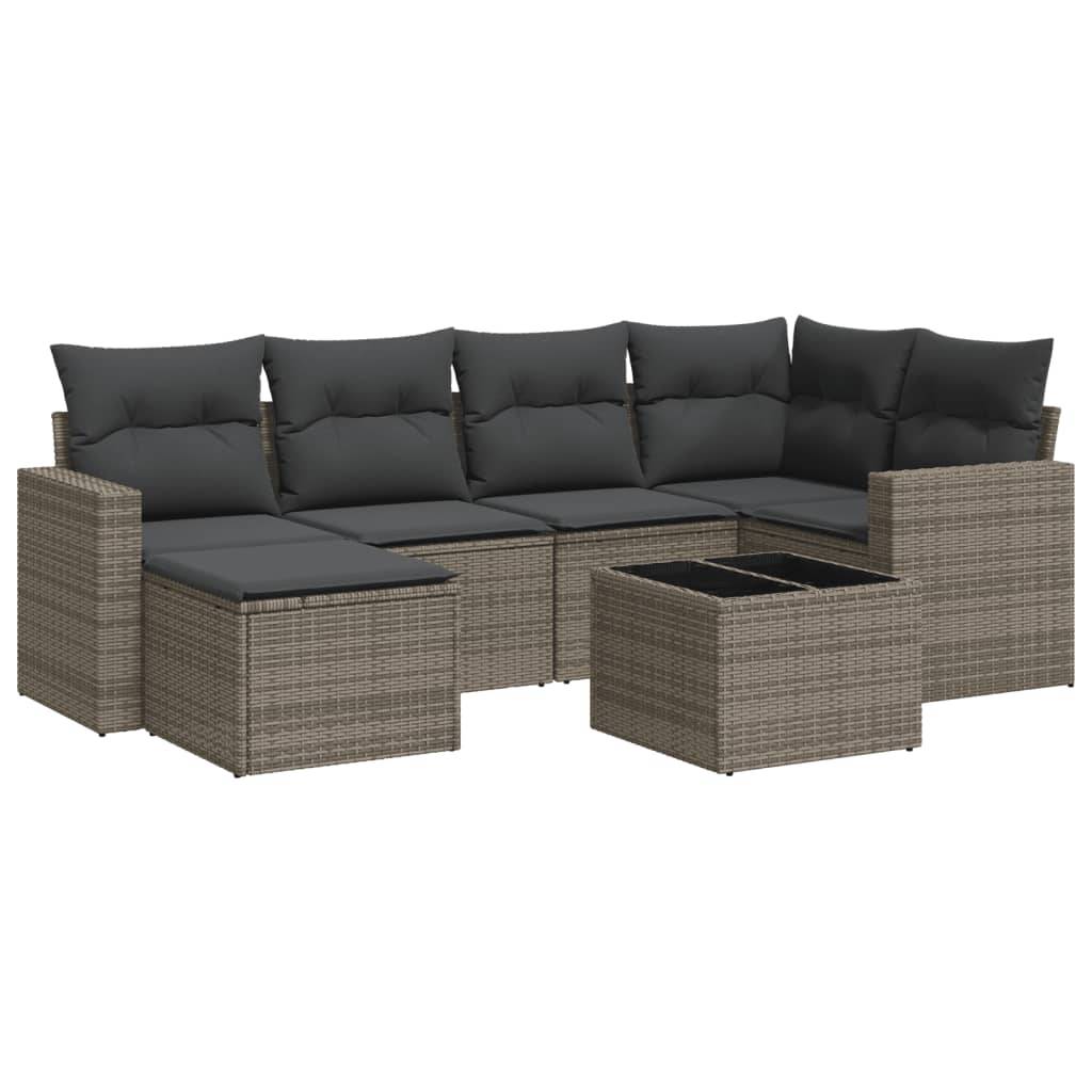 Vidaxl - Salon de jardin avec coussins 7 pcs gris résine tressée vidaXL 3251607 - Image 2